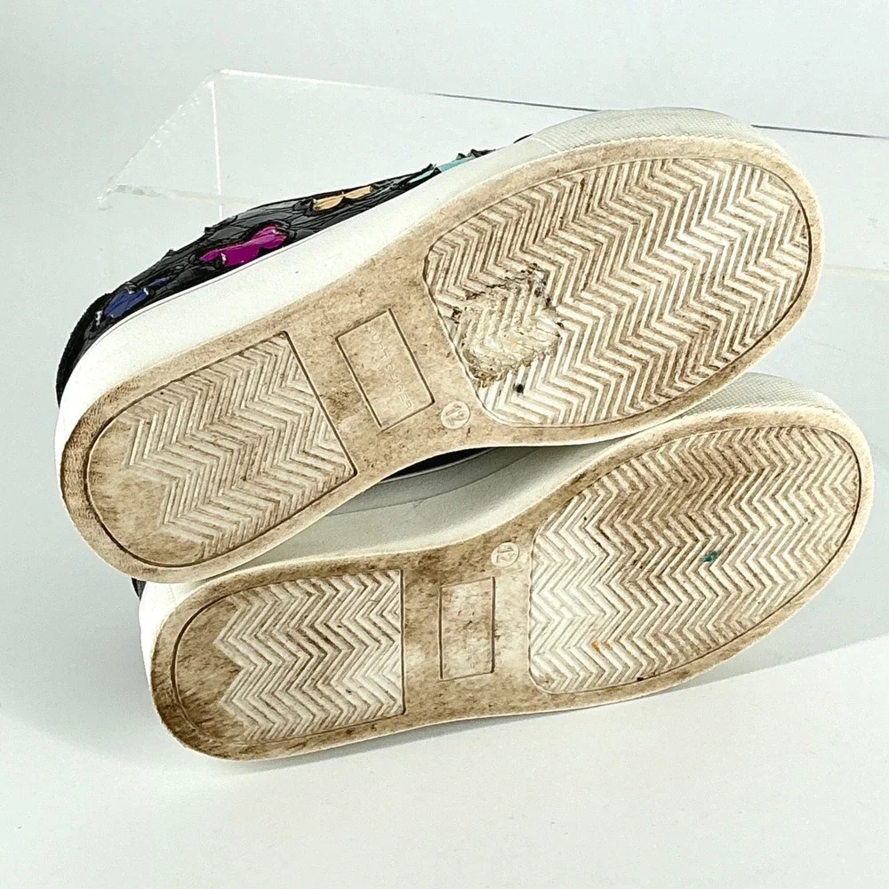 Kurt Geiger Size 12 Mini Laney Butterfly Black Croc Platform Sneakers Kids Girls